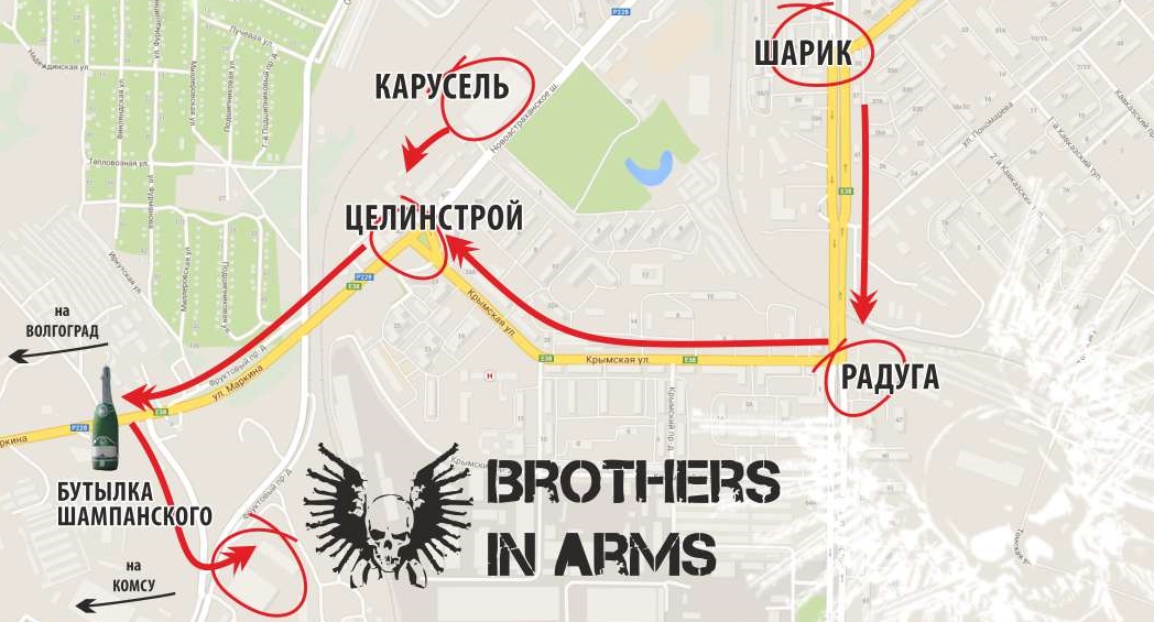 Карта проезда на пейнтбол - Братья по Оружию